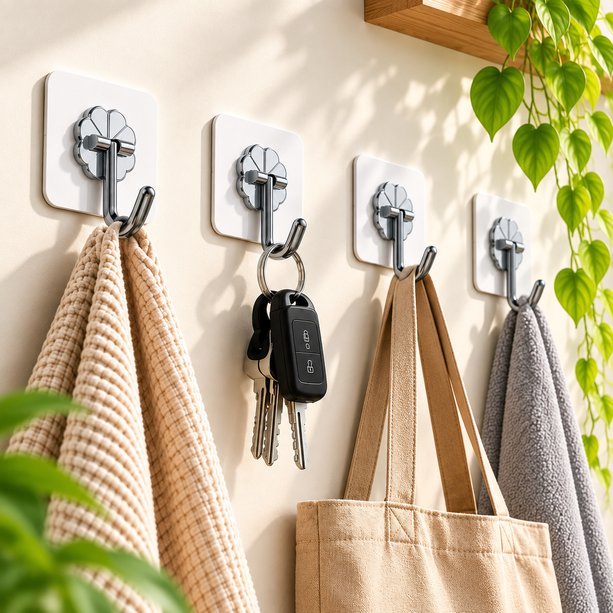 Flower Wall Hook – Strong Adhesive, No-Drill, Holds up to 5kg