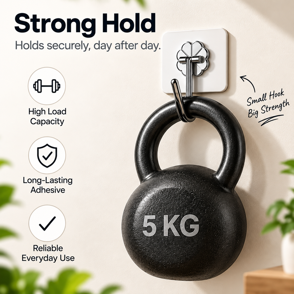 Flower Wall Hook – Strong Adhesive, No-Drill, Holds up to 5kg